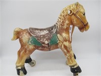 1950S CHILDS RIDING HORSE SMALL WITH WHEELS