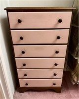 Pink Painted Chest of Drawers in Closet