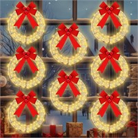 Baquler 8 Pcs 16' LED Glittering Christmas Wreath