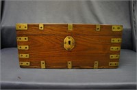 Vintage Wooden Trunk/ Box With Brass Accents