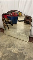 Heavy Antique Bevelled Wall Hanging Mirror