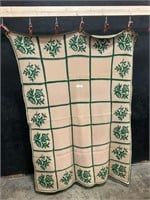 Handmade Crocheted Green & Tan Blanket.