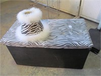 Zebra cloth shade & box w. contents