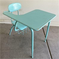 Turquoise Painted School Desk W/ Chair