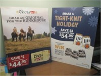 double sided beer advertisements .