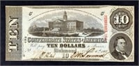1863 $10 Confederate States Of America Currency