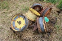Pallet of rims with electric fence wire