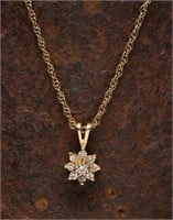 14K Gold Necklace w/ Diamond Pendant - 3.22g