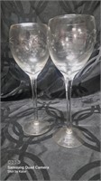 Pair of Home Essentials etched grape wine glasses