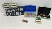 Game Over light up sign, (3) pencil boxes with 20
