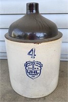 UHL 4 gallon brown & white crock jug