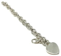 Tiffany Sterling Heart Tag Bracelet.