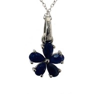 Natural 1.56 ct Sapphire Flower Necklace