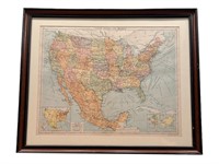 Framed United States and Mexico Map Print