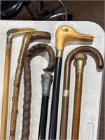 7 vintage walking sticks canes