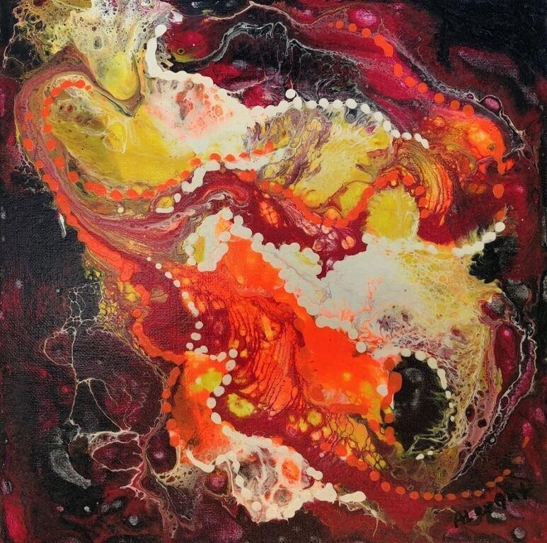 “Fire Bloom” 12"x12" Original Painting - Antanenka