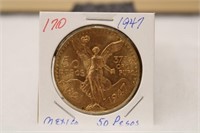 1947 Mexico 50 Pesos Gold (BU)