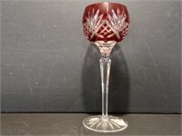 Vintage Red Etched Wine Glass