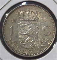 Silver 1957 Netherlands 1 G coin