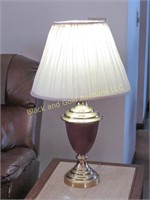 Pair of Brass and Red Table Lamps