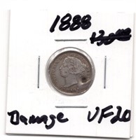 1888 Canada 10 Cents Silver Coin