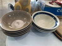 lot of taupe and ivory cereal bowls