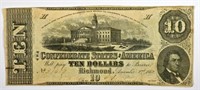 1862 $10 CONFEDERATE STATE OF AMERICA