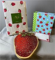 Strawberry Themed Items - Tablecloth, Recipe Book