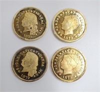 USA 2 Copies each of 2 Designs of $4 Stella Coins