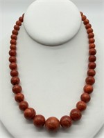 Sterling Silver Vintage Red Coral Necklace
