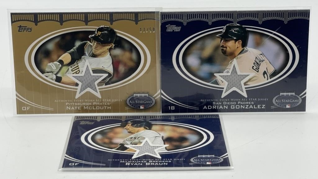 (3) Topps 2008 All Star Game Used Jersey Card