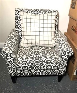 Black & White Upholstered Arm Chair