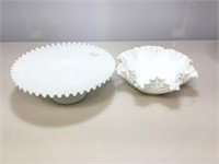 Fenton hobnail pie stand and bowl.