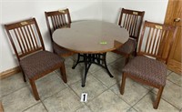 Round Oak/Iron table 44”X30” Glass protective