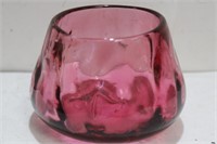 A Cranberry Glass Sugar Container