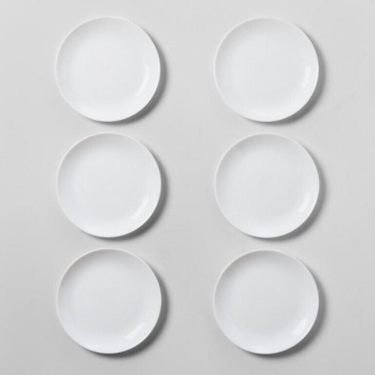 Glass Salad Plates 7.4 White Set of 6