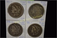 US 1880, 1882, 1884 AND 1890 MORGAN SILVER DOLLARS