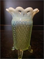 Green Opalescent Footed Vase