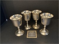 Set of 4 Silver Plate Wine Glasses