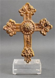 Italianate Cast Resin Cross on a Lucite Stand