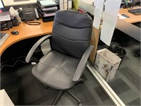 2 Black Vinyl Swivel Base Office Arm Chairs