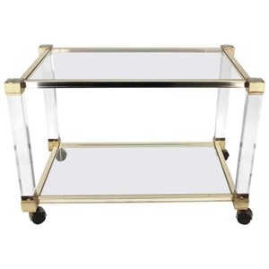 Pierre Vandel Bar Cart in Lucite, Chrome and Glass