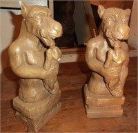 pair Gargoyle chalk bookends w/chips