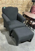 Black side chair with ottoman