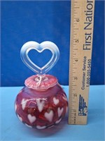 Fenton Cranberry Opalescent Perfume Bottle Heart