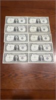 1957 $1.00 Silver Certificates (10), Series A (2)