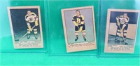 3x 1951-52 Parkhurst Bruins Dumart #28 Barry #32