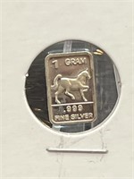 1g .999 Fine Silver Bar Horse