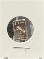 1g .999 Fine Silver Bar Unicorn