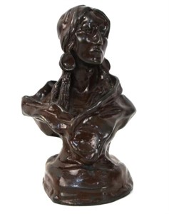 After C.M. Russell Bronze Indian bust